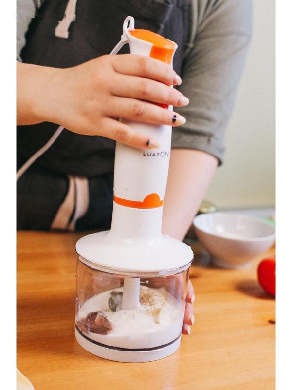 Блендер Luazon LBR-01, погружной, 500 Вт, 0.5/0.6 л, 2 скорости, оранжевый