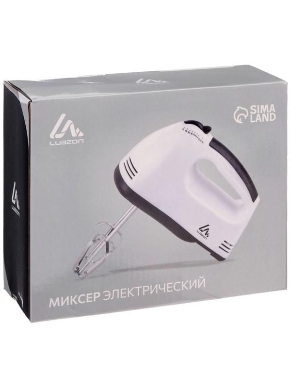 Миксер Luazon LMR-02, ручной, 180 Вт, 7 скоростей, 2 насадки, бело-чёрный