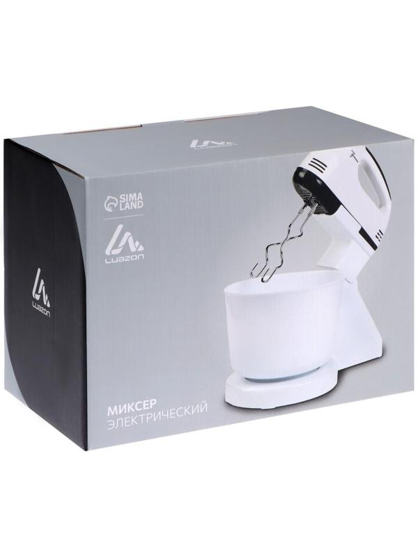 Миксер Luazon LMR-04, ручной, 180 Вт, 7 скоростей, 4 насадки, бело-чёрный