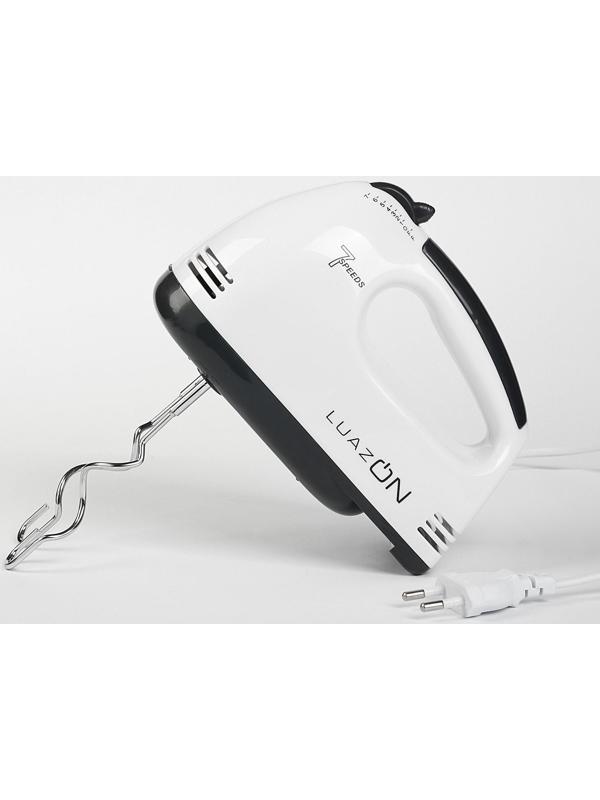 Миксер Luazon LMR-04, ручной, 180 Вт, 7 скоростей, 4 насадки, бело-чёрный