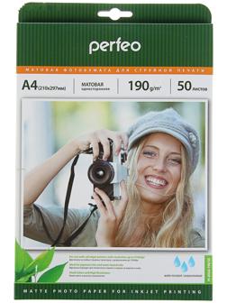 Фотобумага для струйной печати А4, 50 листов Perfeo, 190 г/м2, односторонняя, матовая