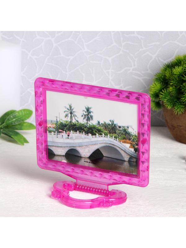 Зеркало складное-подвесное, с рамкой под фотографию, зеркальная поверхность 11 × 9 см, цвет МИКС