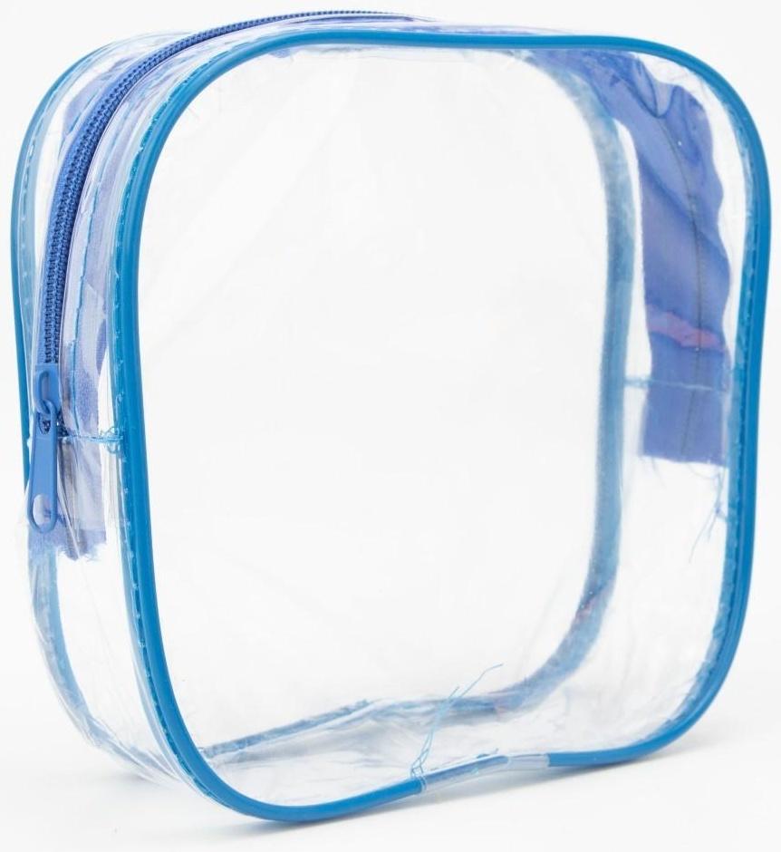 Косметичка на молнии, цвет голубой