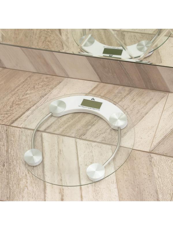 Весы напольные Luazon LVE-001, электронные, до 180 кг, 1хCR2032, стекло, белые