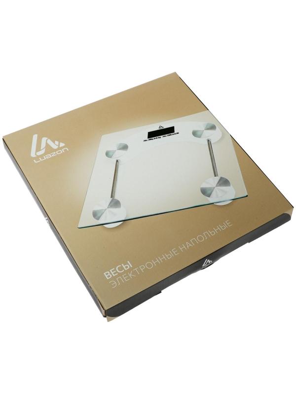 Весы напольные Luazon LVE-001, электронные, до 180 кг, 1хCR2032, стекло, белые