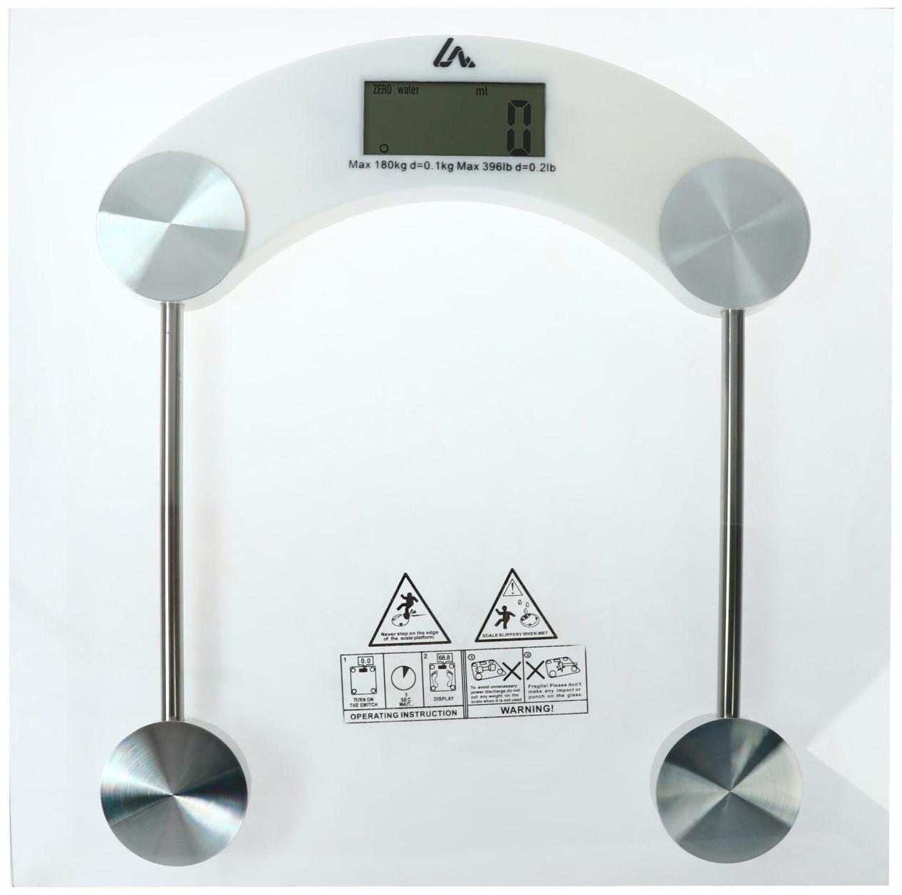 Весы напольные Luazon LVE-003, электронные, до 180 кг, 1хCR2032, стекло, белые