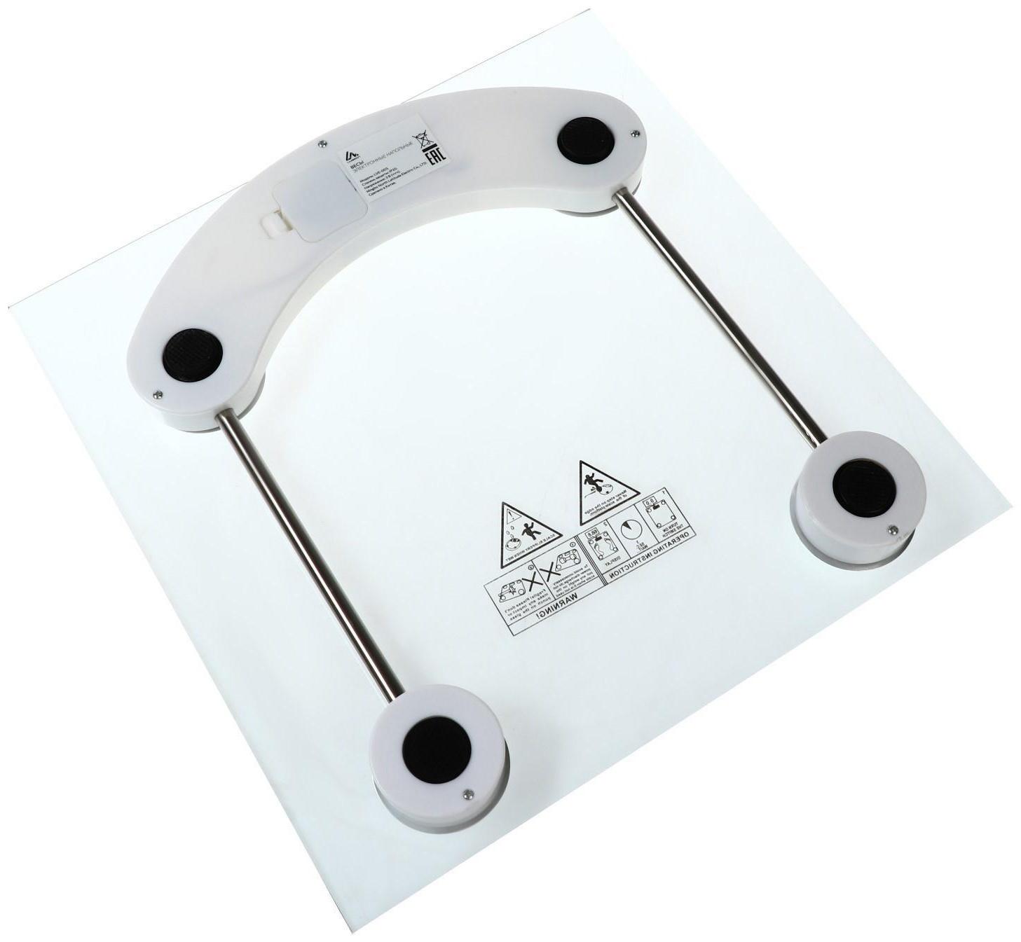 Весы напольные Luazon LVE-003, электронные, до 180 кг, 1хCR2032, стекло, белые