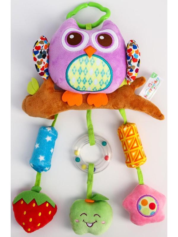 Подвеска - погремушка мягкая «Сова» на кроватку/коляску, цвет МИКС, 38 см.