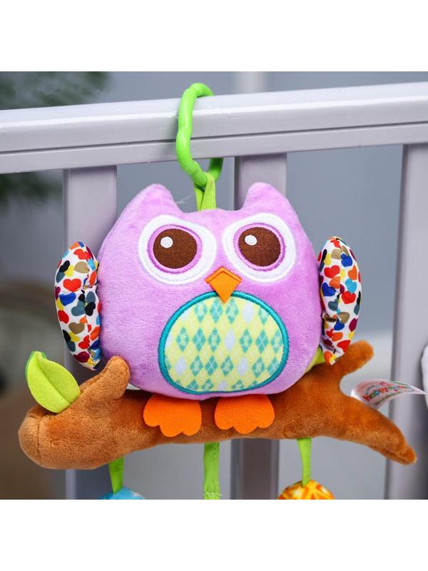 Подвеска - погремушка мягкая «Сова» на кроватку/коляску, цвет МИКС, 38 см.