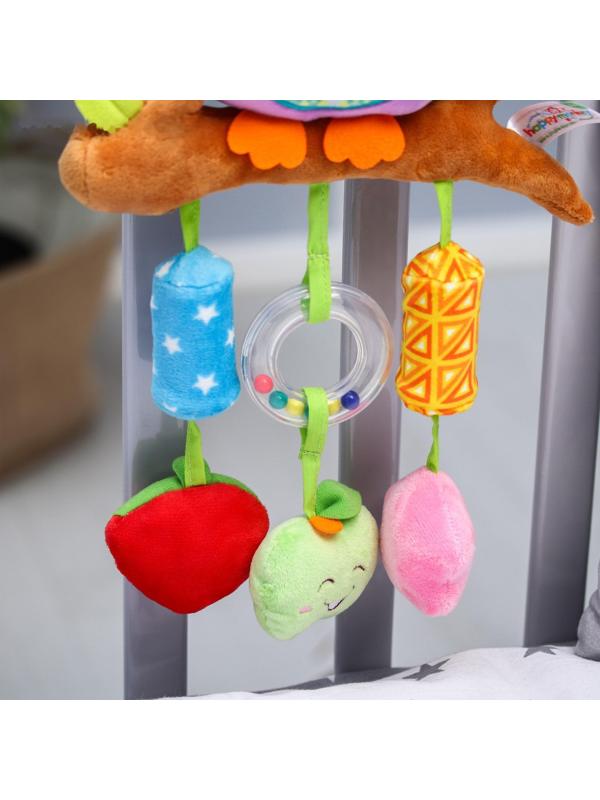 Подвеска - погремушка мягкая «Сова» на кроватку/коляску, цвет МИКС, 38 см.