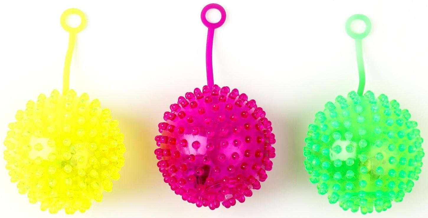 Мяч «Ёжик», световой, на резинке, микс, 1 шт.