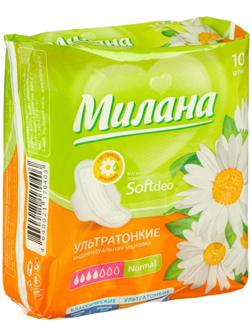 Прокладки «Милана» Ultra Soft Normal Deo Ромашка, 10 шт/уп