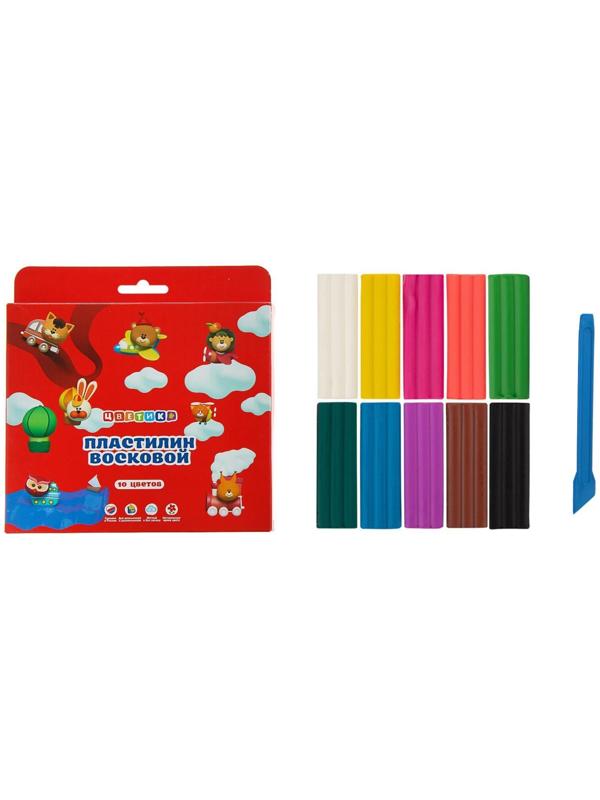 Пластилин мягкий (восковой), 10 цветов, 150 г, 