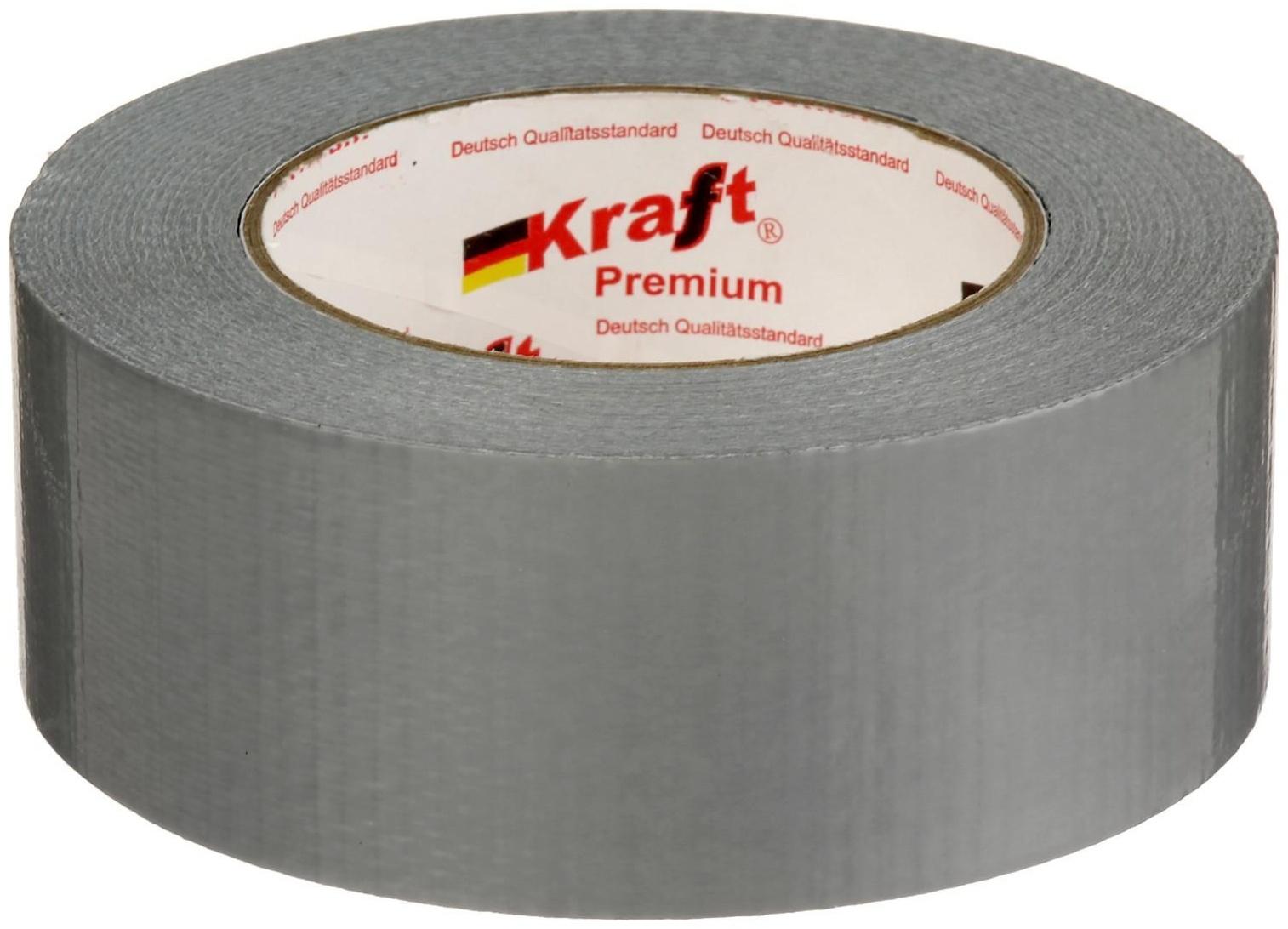 Лента армированная Kraft, клейкая, 50 мм х 50 м, серый