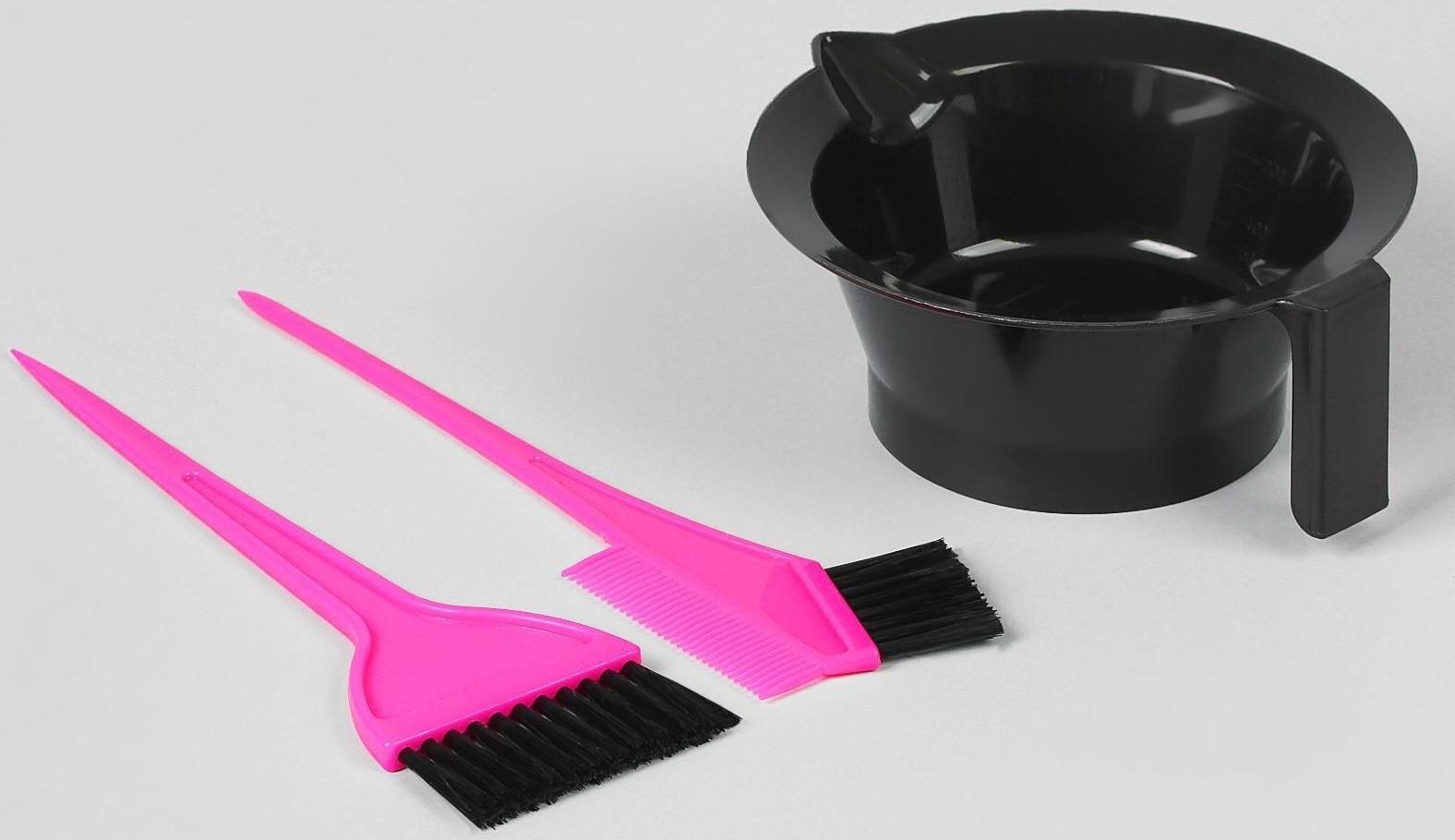 Набор для окрашивания, 3 предмета, цвет чёрный/розовый