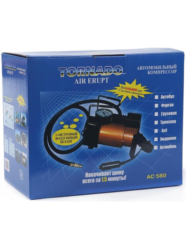 Компрессор автомобильный Торнадо АС-580м, 14 А, 30 л/мин, 12 В, 7 Атм/100 PSI