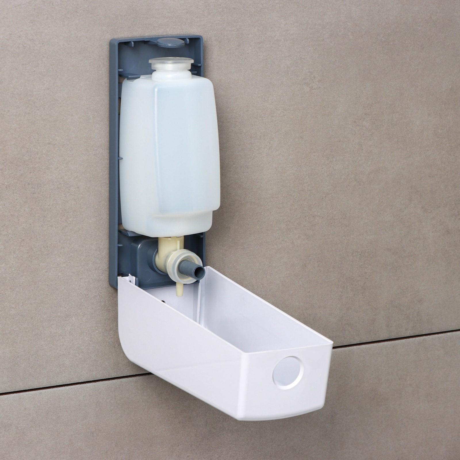 Диспенсер для антисептика или жидкого мыла механический, 350 мл, пластик, цвет белый