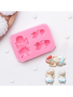 Молд силиконовый «Три малыша», 7,5×5×1,5 см, цвет МИКС