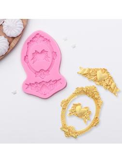 Молд «Сердца, рамка, лепнина», 12,5×8,2×1,1 см, цвет МИКС