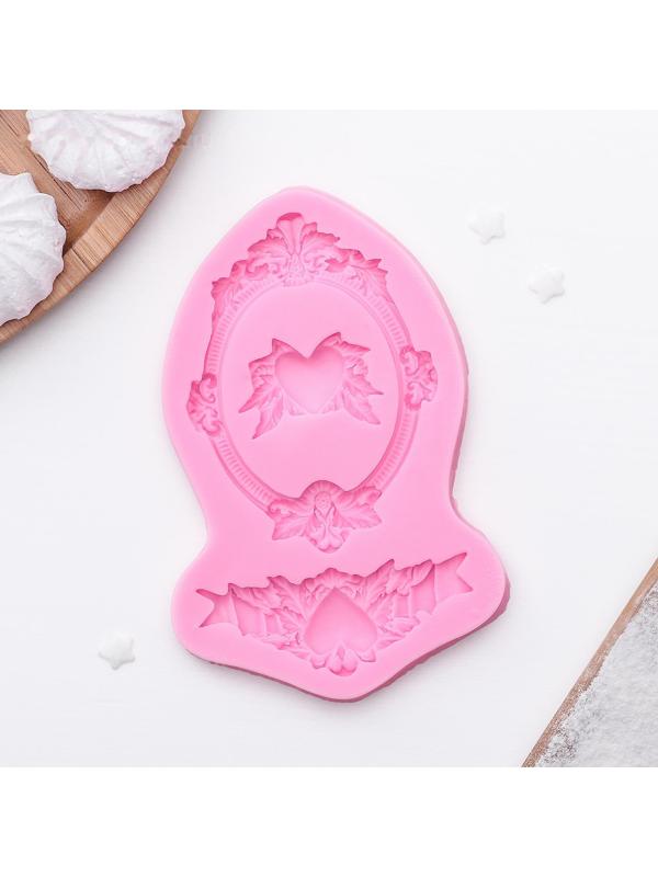 Молд «Сердца, рамка, лепнина», 12,5×8,2×1,1 см, цвет МИКС