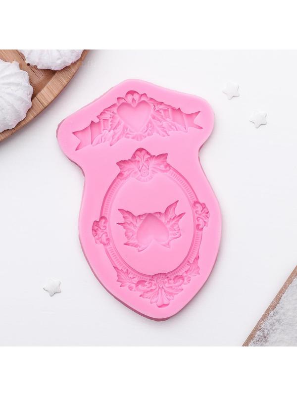 Молд «Сердца, рамка, лепнина», 12,5×8,2×1,1 см, цвет МИКС