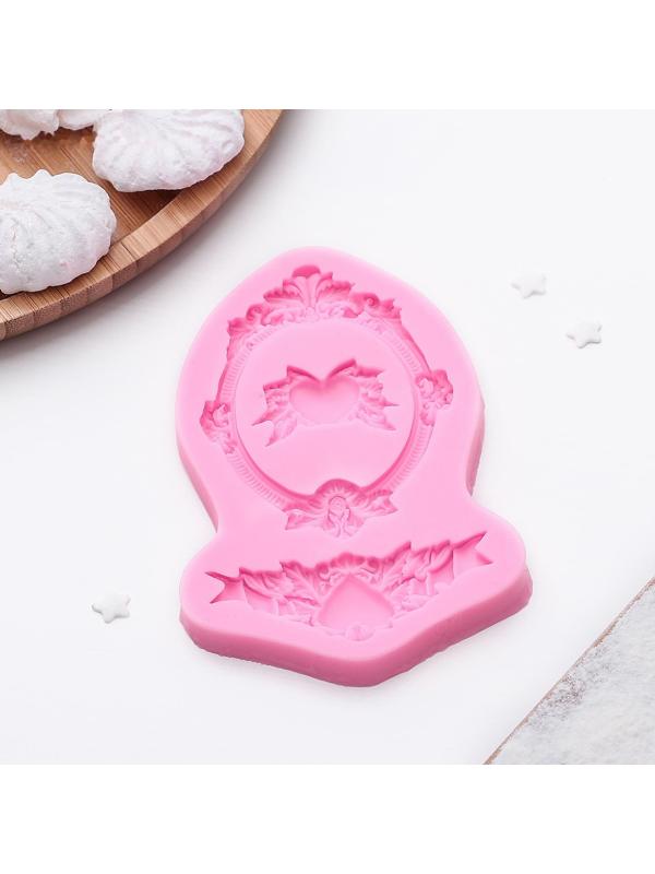 Молд «Сердца, рамка, лепнина», 12,5×8,2×1,1 см, цвет МИКС