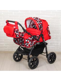 Коляска-трансформер «Гном», пластиковые колёса, оттенки красного, рисунок МИКС