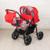 Коляска-трансформер «Гном», пластиковые колёса, оттенки красного, рисунок МИКС