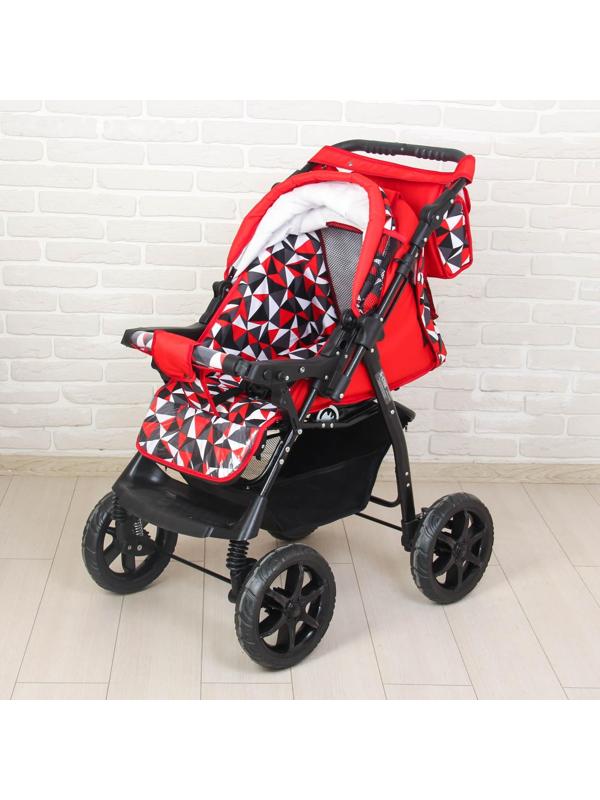 Коляска-трансформер «Гном», пластиковые колёса, оттенки красного, рисунок МИКС
