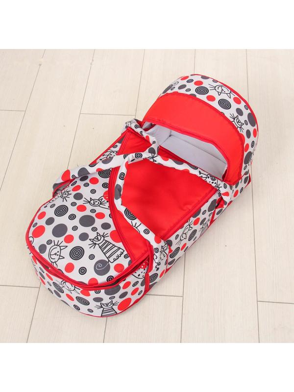 Коляска-трансформер «Гном», пластиковые колёса, оттенки красного, рисунок МИКС