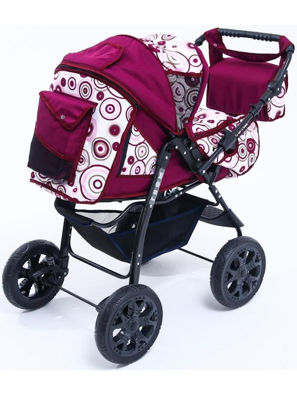 Коляска-трансформер «Гном», пластиковые колёса, оттенки красного, рисунок МИКС