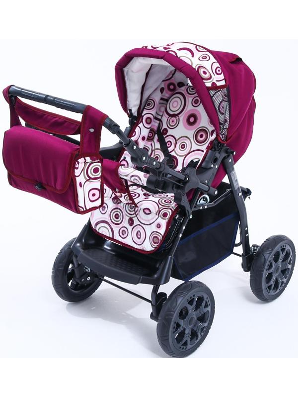 Коляска-трансформер «Гном», пластиковые колёса, оттенки красного, рисунок МИКС