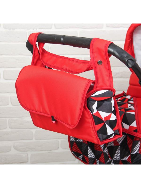 Коляска-трансформер «Гном», пластиковые колёса, оттенки красного, рисунок МИКС