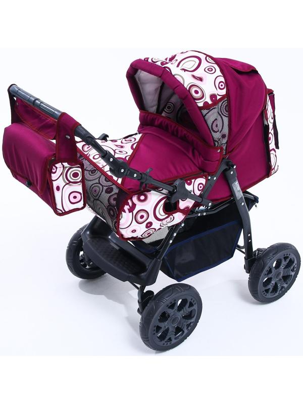 Коляска-трансформер «Гном», пластиковые колёса, оттенки красного, рисунок МИКС