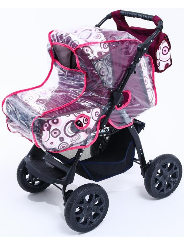 Коляска-трансформер «Гном», пластиковые колёса, оттенки красного, рисунок МИКС