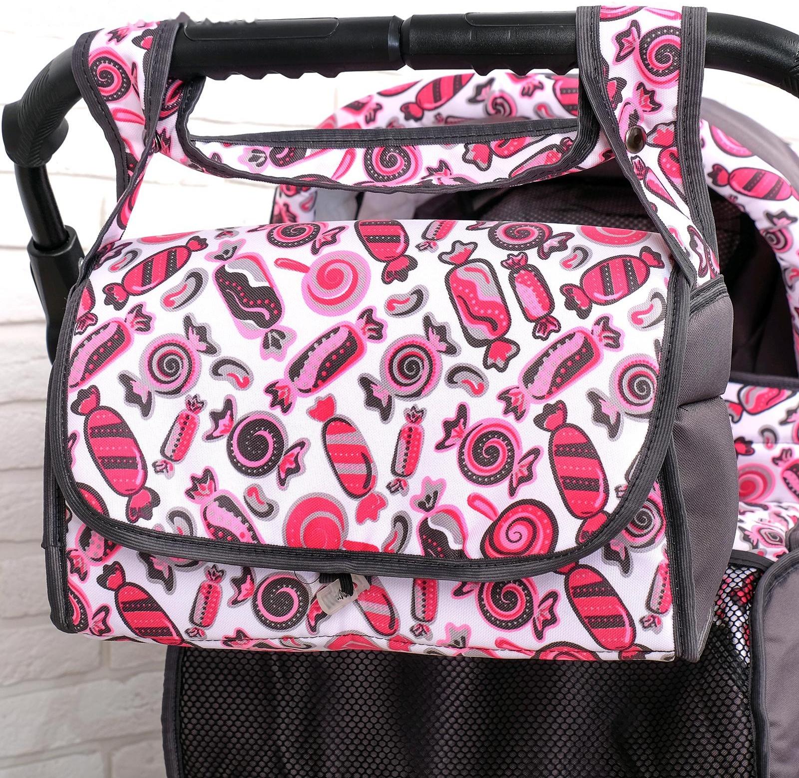 Коляска-трансформер «Гном», пластиковые колёса, оттенки розового, рисунок МИКС