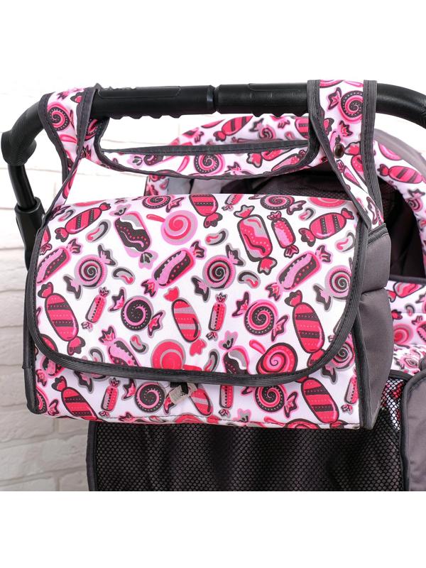 Коляска-трансформер «Гном», пластиковые колёса, оттенки розового, рисунок МИКС