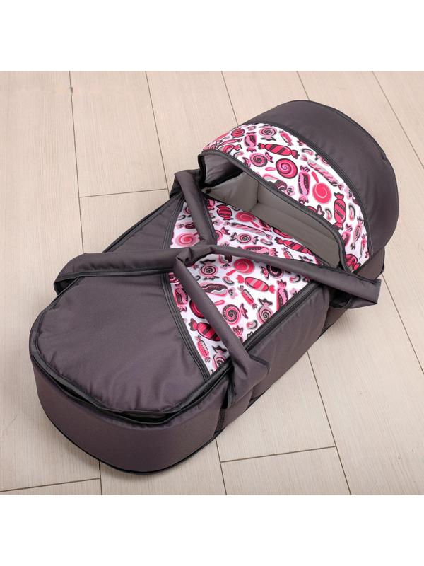 Коляска-трансформер «Гном», пластиковые колёса, оттенки розового, рисунок МИКС