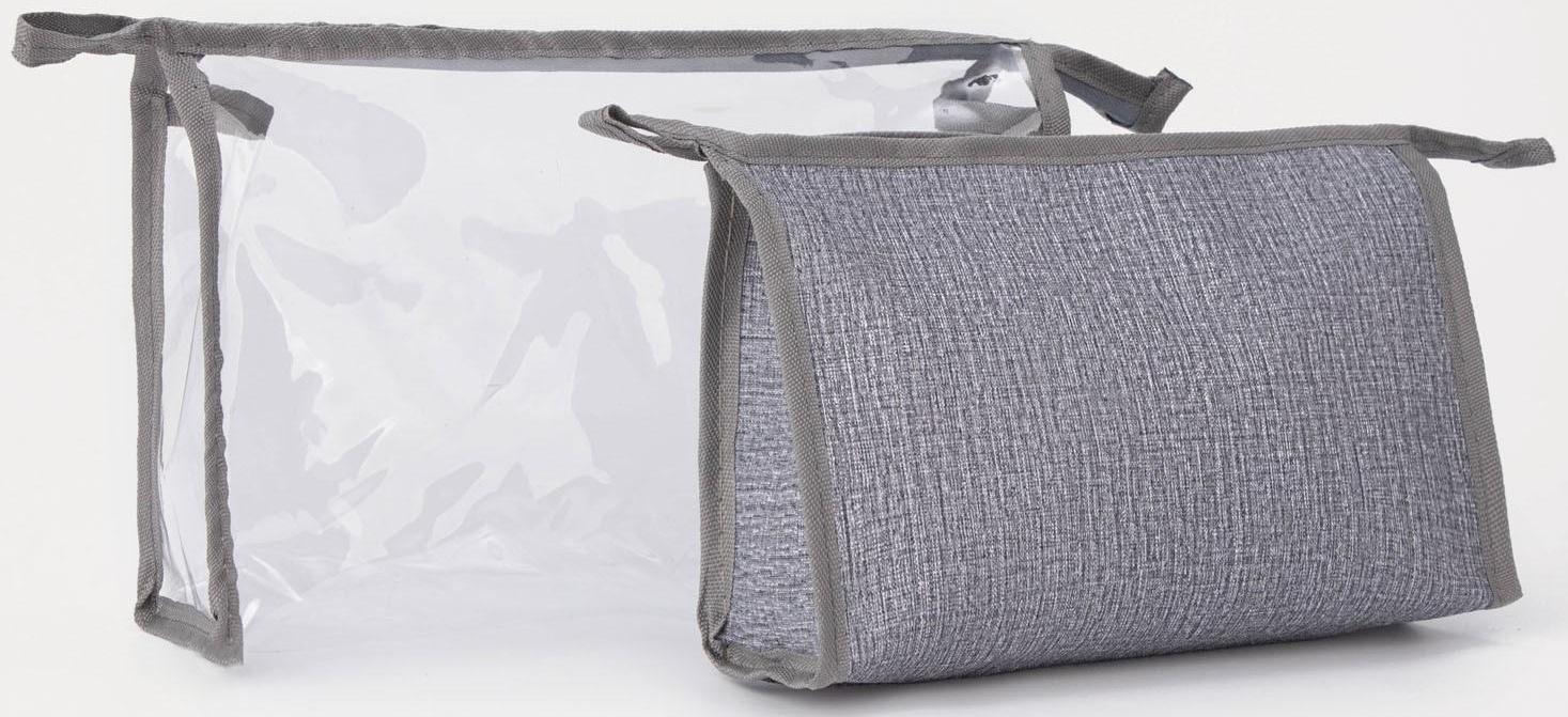 Набор косметичек 2 в 1 на молниях, цвет серый