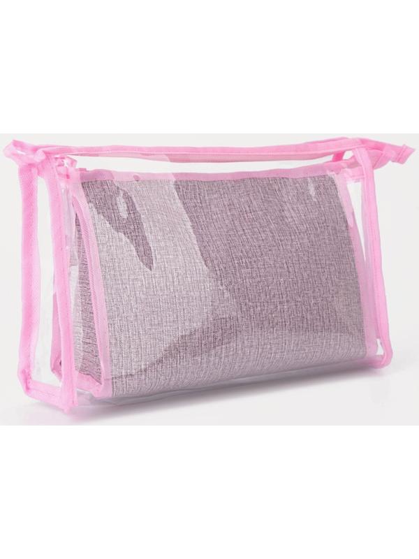 Набор косметичек 2 в 1 на молниях, цвет розовый