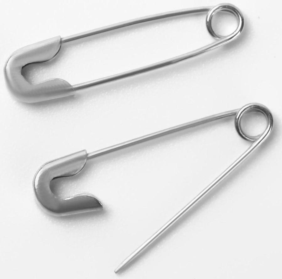 Булавки английские №000, 19 × 4 мм, 80 шт, цвет серебристый