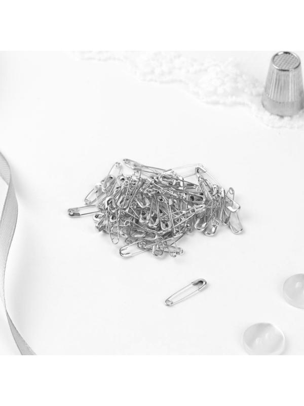 Булавки английские №000, 19 × 4 мм, 80 шт, цвет серебристый