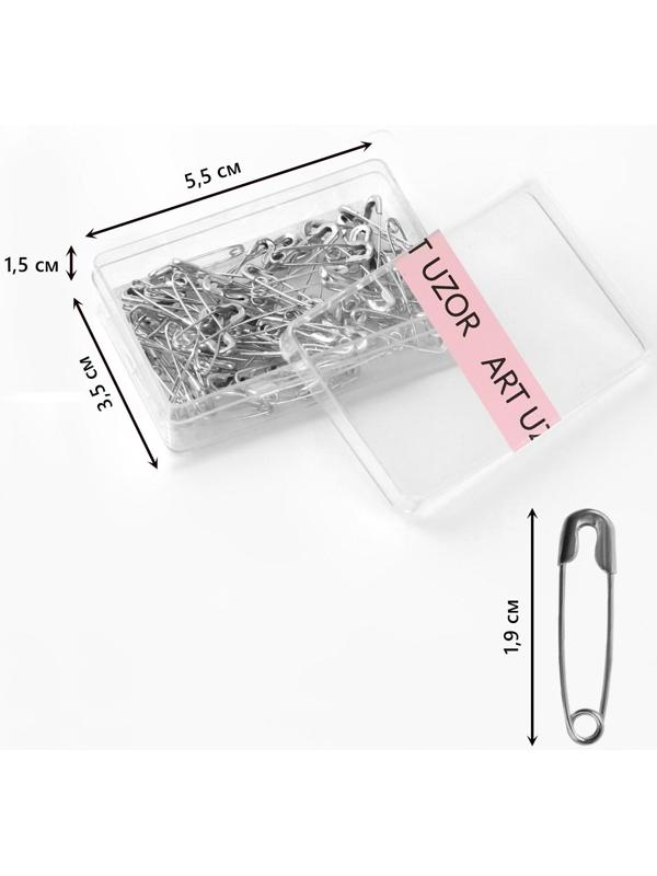 Булавки английские №000, 19 × 4 мм, 80 шт, цвет серебристый