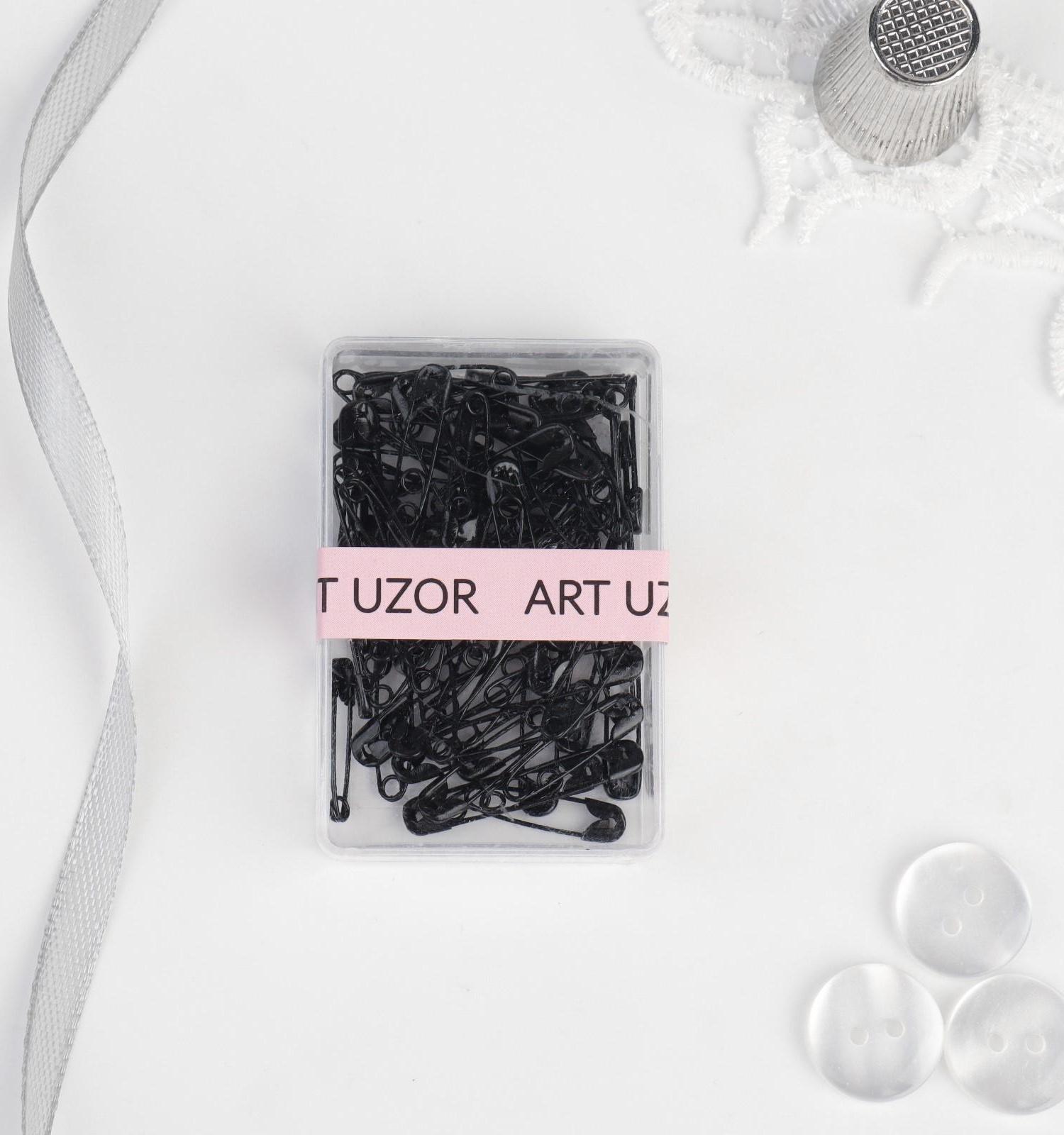 Булавки английские №000, 19 × 4 мм, 80 шт, цвет чёрный