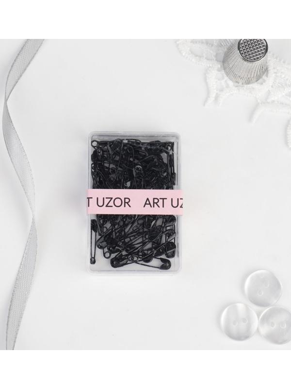 Булавки английские №000, 19 × 4 мм, 80 шт, цвет чёрный