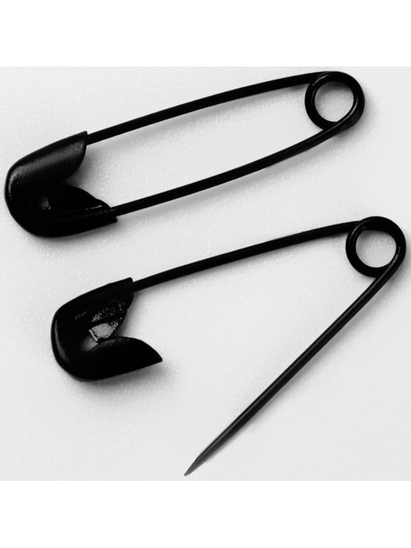 Булавки английские №000, 19 × 4 мм, 80 шт, цвет чёрный