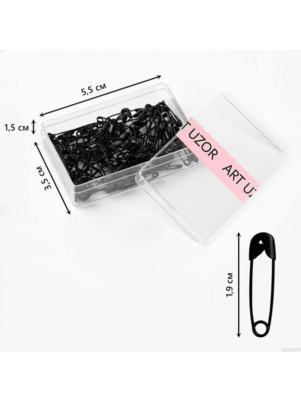 Булавки английские №000, 19 × 4 мм, 80 шт, цвет чёрный