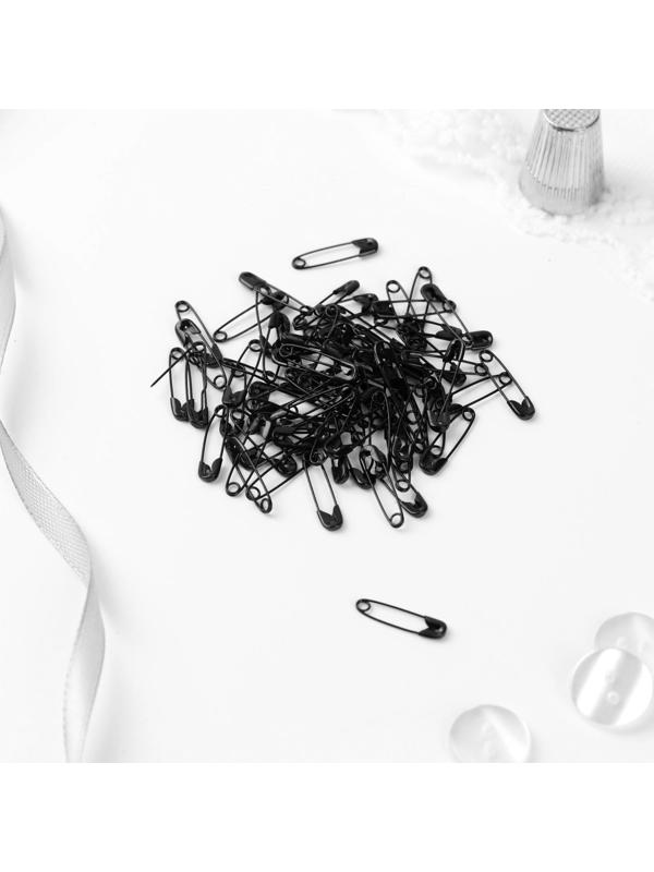 Булавки английские №000, 19 × 4 мм, 80 шт, цвет чёрный