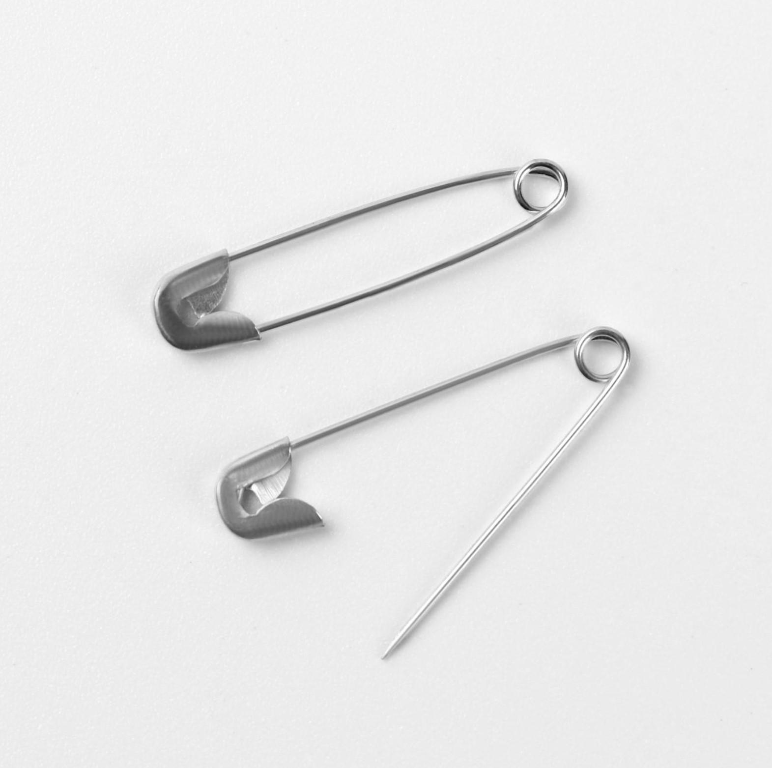 Булавки английские, №00, 22 × 3 мм, 80 шт, цвет серебряный