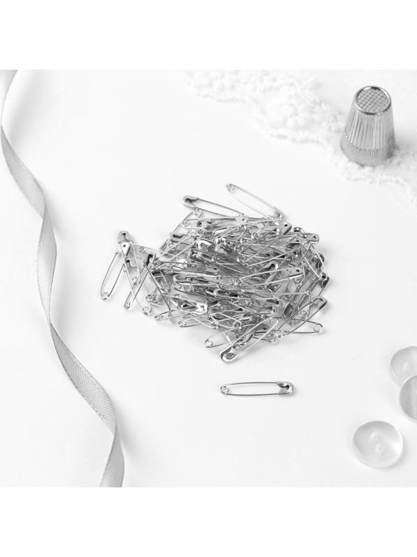 Булавки английские, №00, 22 × 3 мм, 80 шт, цвет серебряный